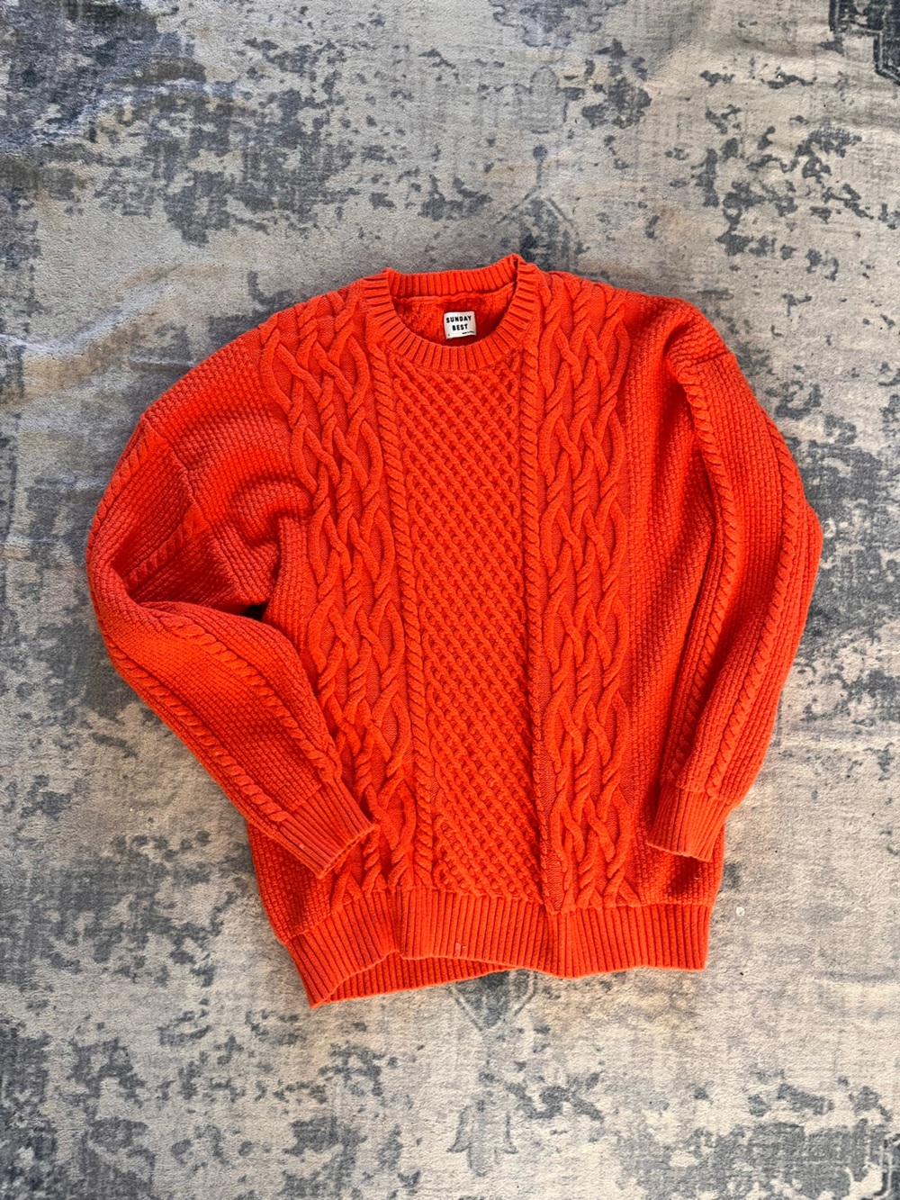 Sunday Best Orange Cable Knit Pullover